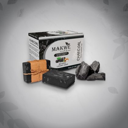 MAKWE Charcoal Bath Soap With Sea butter cube, (4 x 100 g) Handmade Soaps for Deep Clean and Anti-pollution Effect