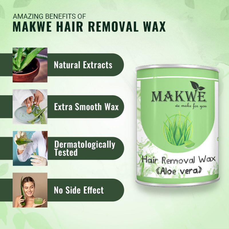 TITLE:- MAKWE Wax for Hair Removal | With Aloevera | Hair Removal Wax for Women & Men | Suitable for All Skin Types | Naturally Derived Ingredients | 600 ml (ALOEVERA) - Image 2