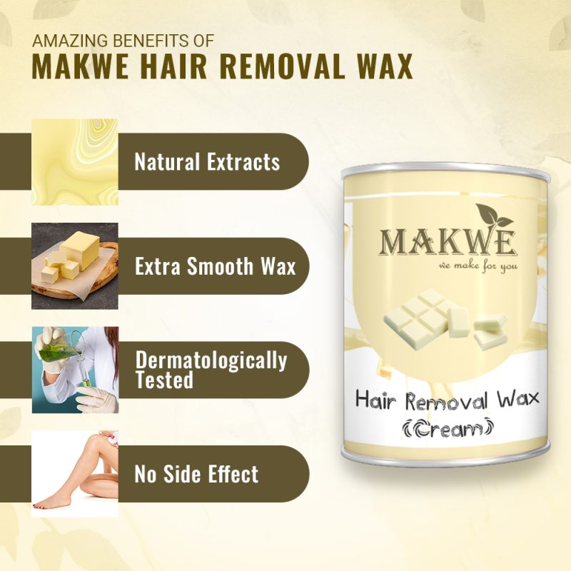 MAKWE Wax for Hair Removal | With White Cream | Hair Removal Wax for Women & Men | Suitable for All Skin Types | Naturally Derived Ingredients | 600 ml (CREAM) - Image 2