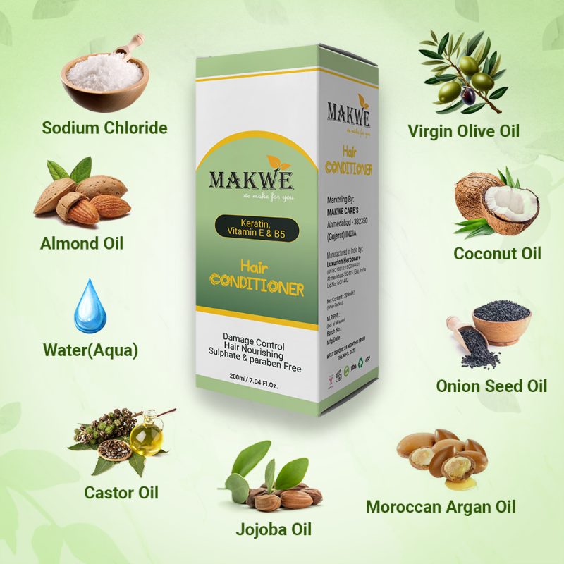 MAKWE Premium keratin with vitamin E & B5 Hair Conditioner Sulphate & Parabens free(200ml) - Image 2