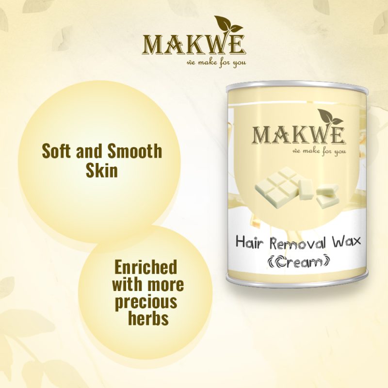 MAKWE Wax for Hair Removal | With White Cream | Hair Removal Wax for Women & Men | Suitable for All Skin Types | Naturally Derived Ingredients | 600 ml (CREAM) - Image 3
