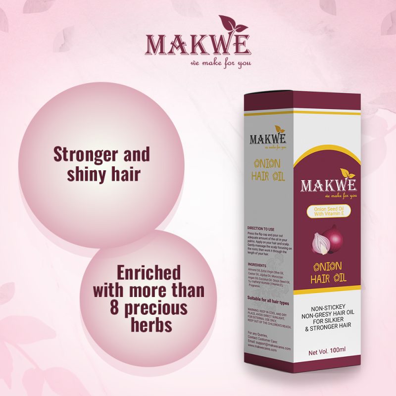MAKWE Skin Science Onion Hair Oil for Hair and Fall Control - With Black Seed Oil Extracts - 100 ml - Image 4