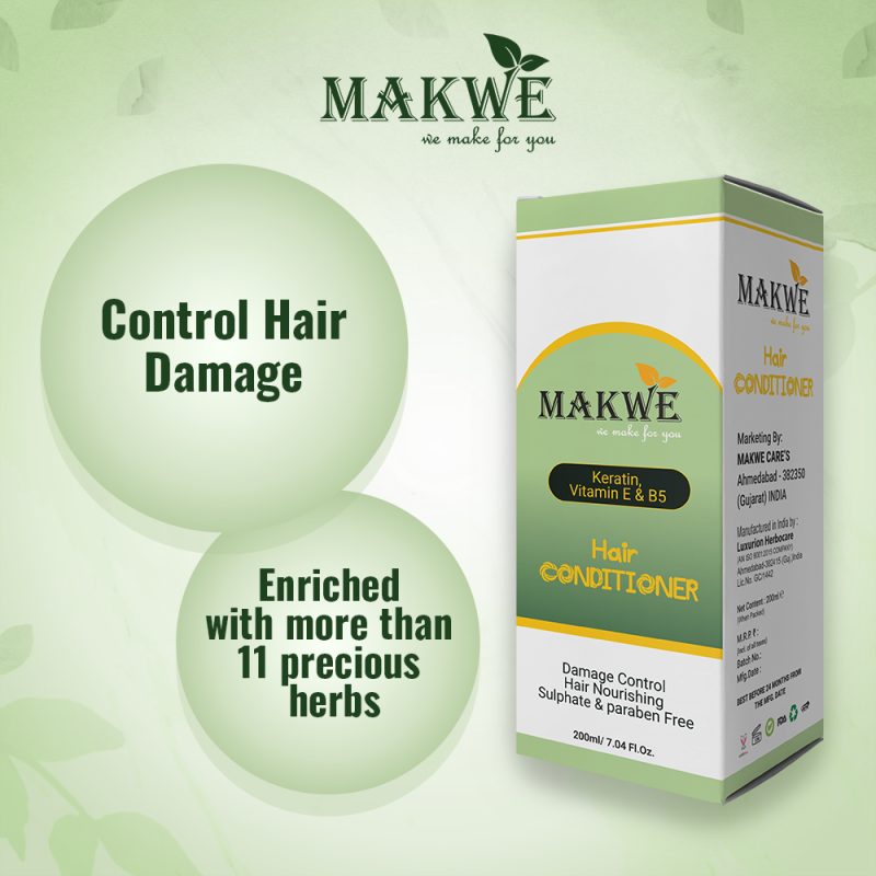 MAKWE Premium keratin with vitamin E & B5 Hair Conditioner Sulphate & Parabens free(200ml) - Image 4