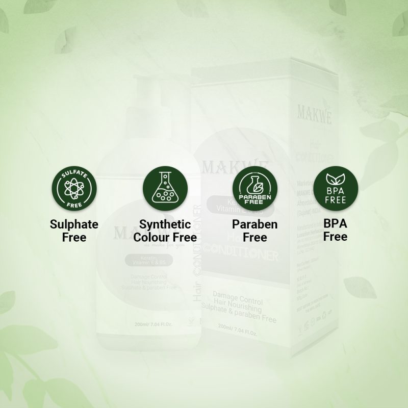 MAKWE Premium keratin with vitamin E & B5 Hair Conditioner Sulphate & Parabens free(200ml) - Image 6
