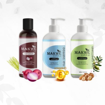 BUY 1 SHAMPOO & GET 1 CONDITIONER & GET 1 OIL FREE MAKWE Premium keratin with vitamin E & B5 Hair Shampoo, Damage Control, Parabens