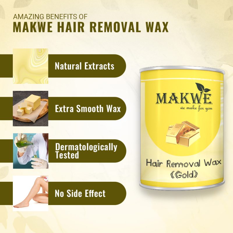 MAKWE Wax for Hair Removal | With Gold cream wax | Hair Removal Wax for Women & Men | Suitable for All Skin Types | Naturally Derived Ingredients | 600 ml (GOLDEN WAX) - Image 2