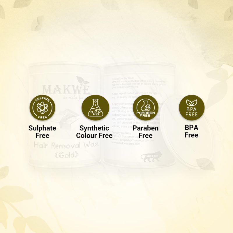 MAKWE Wax for Hair Removal | With Gold cream wax | Hair Removal Wax for Women & Men | Suitable for All Skin Types | Naturally Derived Ingredients | 600 ml (GOLDEN WAX) - Image 5