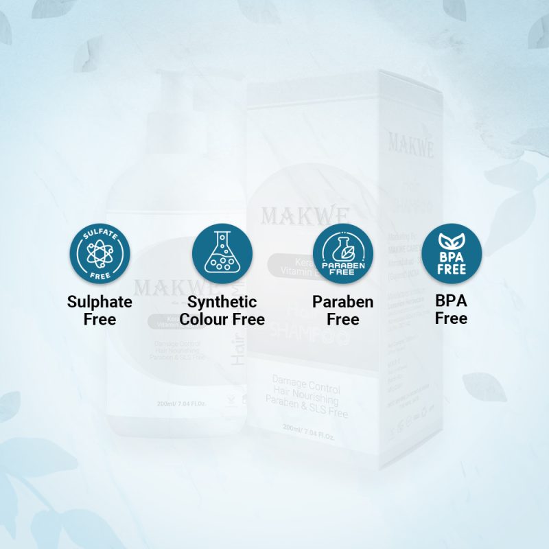 MAKWE Premium keratin with vitamin E & B5 Hair Shampoo, Damage Control, Parabens free(200ml) - Image 6