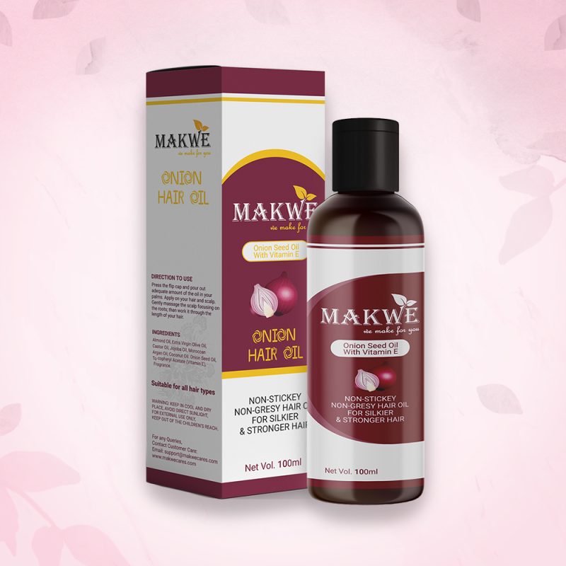 MAKWE  Shampoo & Onion Oil Kit With Keratin Pro-Vitamin E &  B5  & Onion Seed Oil (Shampoo + Onion Oil), 200 Ml + 100 Ml - Image 2
